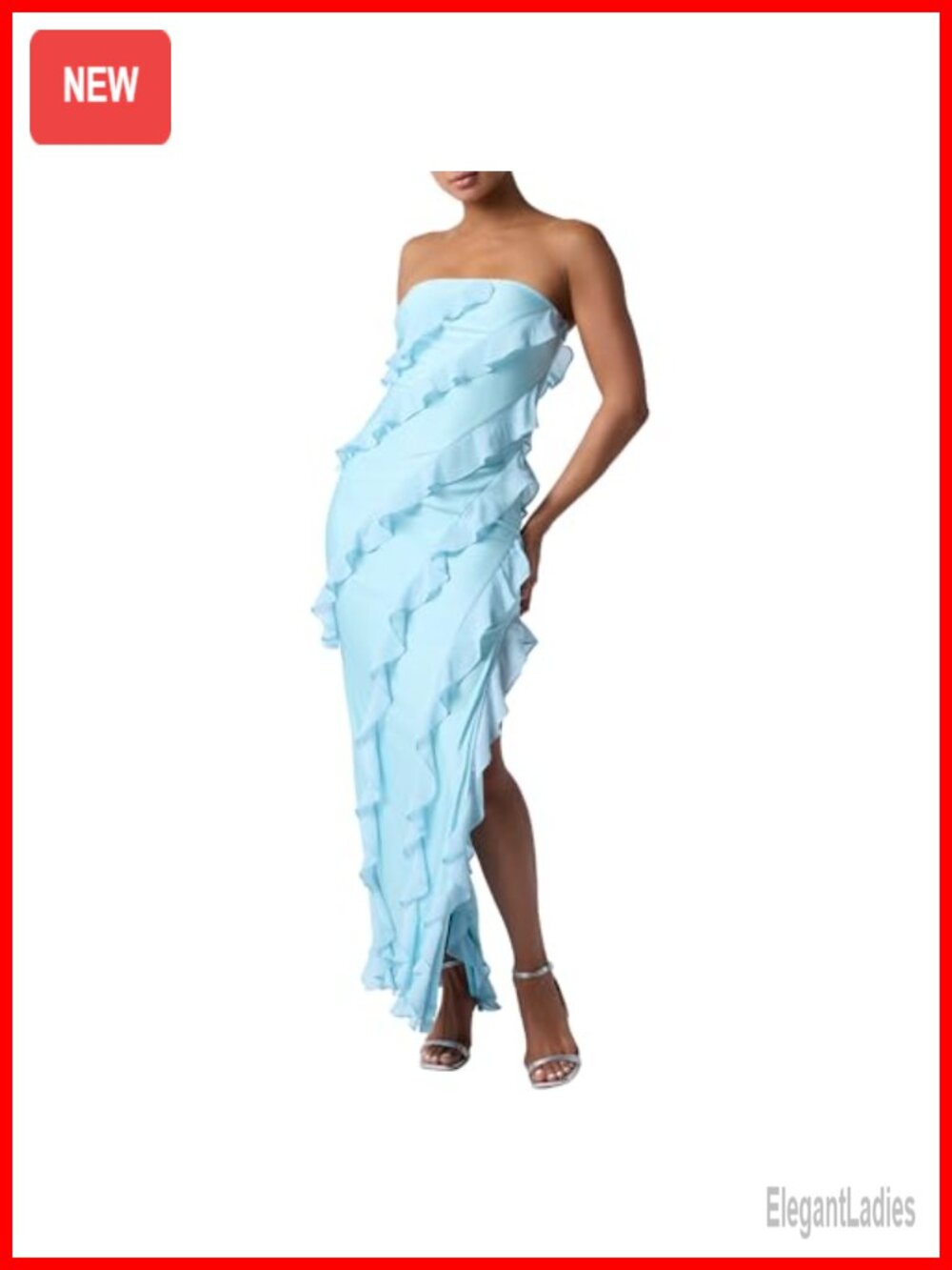 Lulus Freya Strapless Ruffle Maxi Dress Formal Wedding Guest